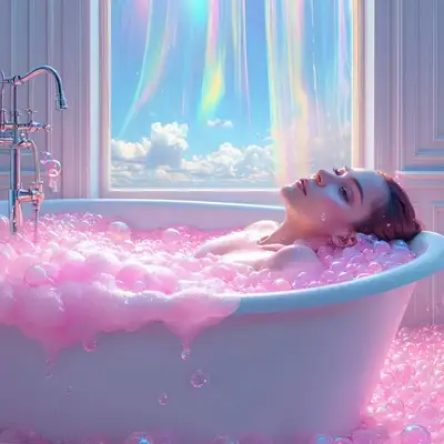 Pink Bathtub Scene