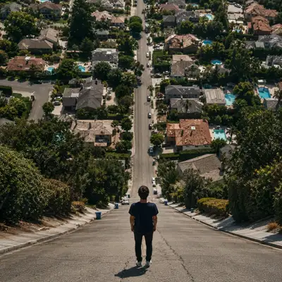 Surreal Steep Suburban Street Aerial Photo