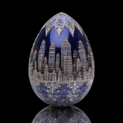 Fractal Fabergé Egg Encase New York Skyline
