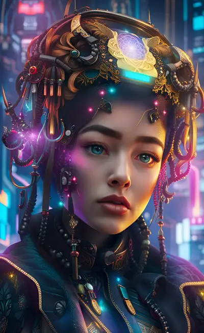 Glitchtopia Baroque Cyberpunk Girl