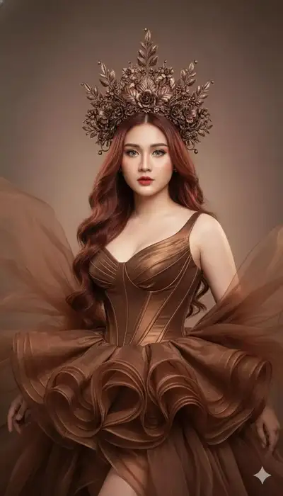 Ethereal Portrait of Woman in Metallic Headpiece