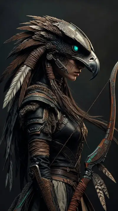 Cyberpunk Eagle Warrior Portrait