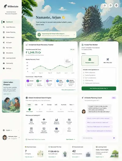 Ghibli inspired website design concept for an asset recovery platform