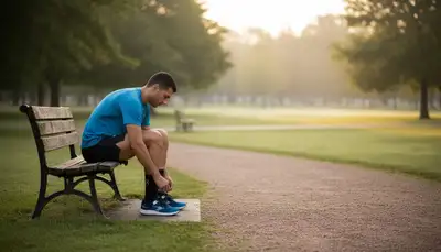 Character on Park Bench at Morning