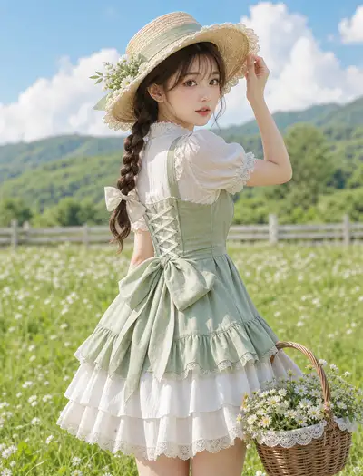 Photorealistic Portrait of Woman in Flower Meadow