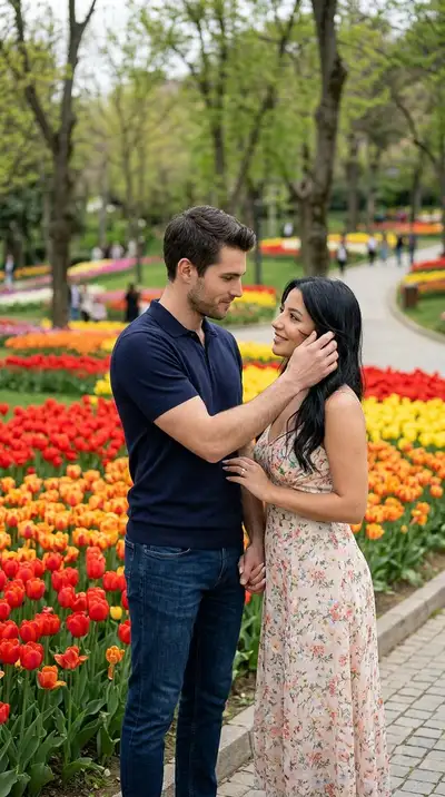 Romantic Tulip Park Scene in Istanbul