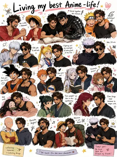 Anime Life Collage with Favorite Characters
