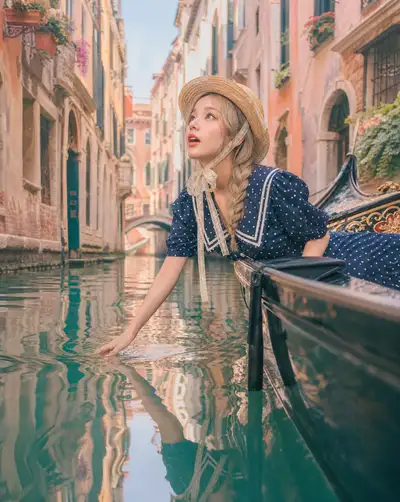Venice Gondola Photo Edit in Sailor Dress