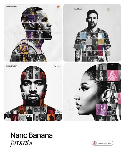 Photo-Grid Tribute Poster with Mixed-Media Textures