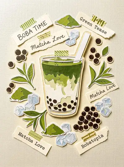 Scrapbook sticker collage element style