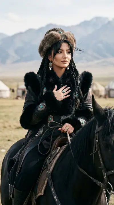 Old Turkic Warrior Woman Portrait