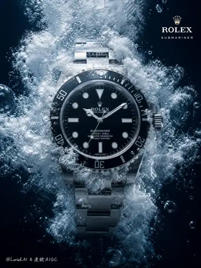 Rolex Submariner Underwater Pressure Burst Advertising Poster