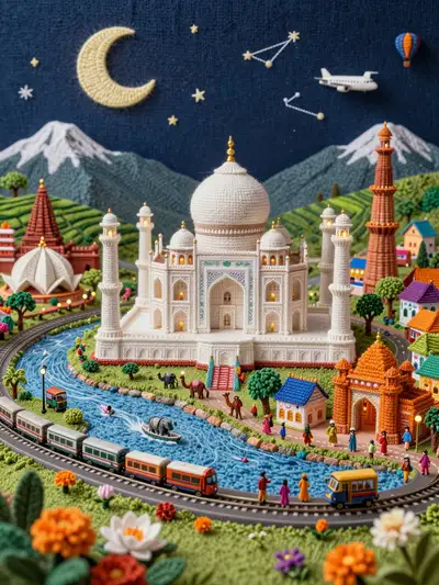 Knitted Miniature India Diorama