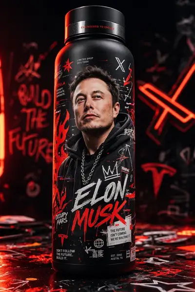 Hype streetwear thermal bottle with graffiti and character art