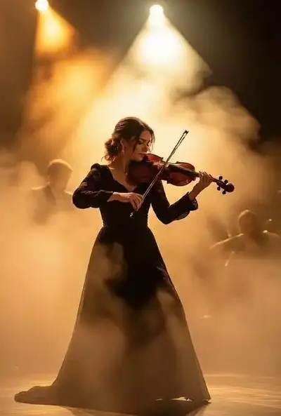 Violinist in Golden Fog