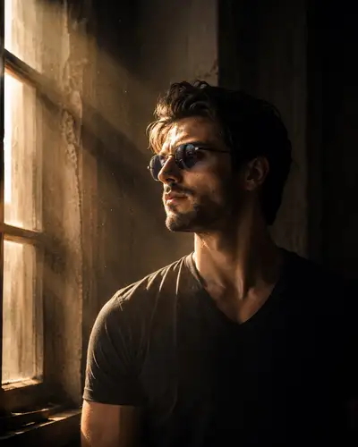 Cinematic Portrait by Old Window