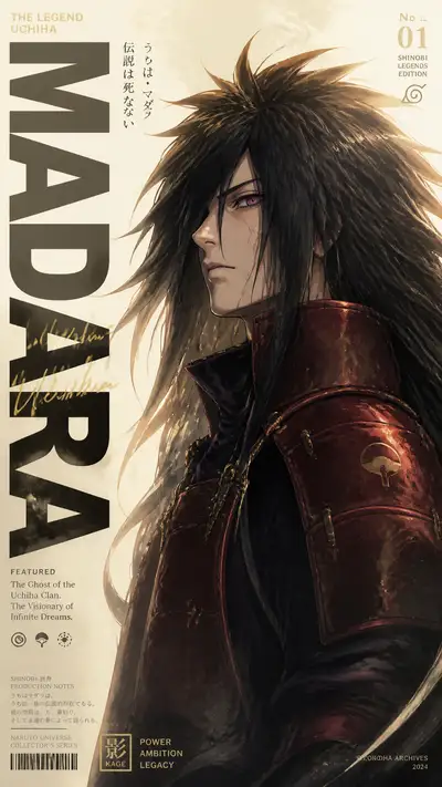 Madara luxury anime editorial magazine poster