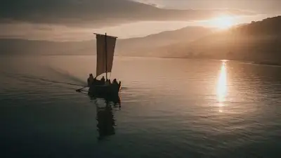 Escena cinematográfica de época bíblica con velero y rescate en Seedance 2.0