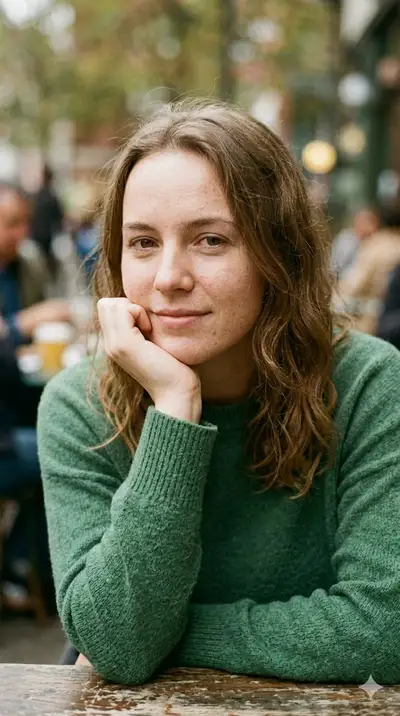 Candid natural-light portraits at a cafe