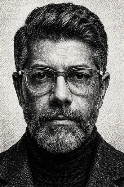 Fine line engraving style portrait illustration