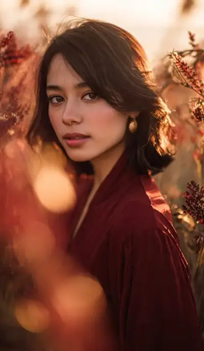 Golden Hour Portrait of a Graceful Woman