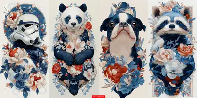 Ornate Floral Pug Midjourney Prompt
