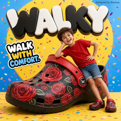 Giant clog shoe children's advertisement poster