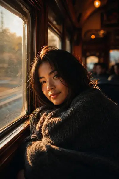 Retrato de moda callejera cinematográfico a la hora azul