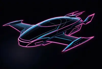 Neon Line Art on Black Background