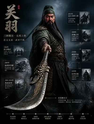 Guan Yu historical figure 3D archive poster illustration