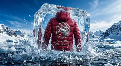 Frozen Puffer Jacket with Dragon Emblem Product Photo