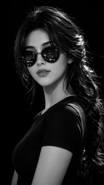 Cinematic Noir Portrait with City Lights