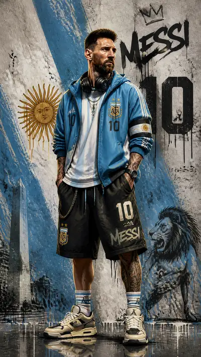 Messi street trend football character poster
