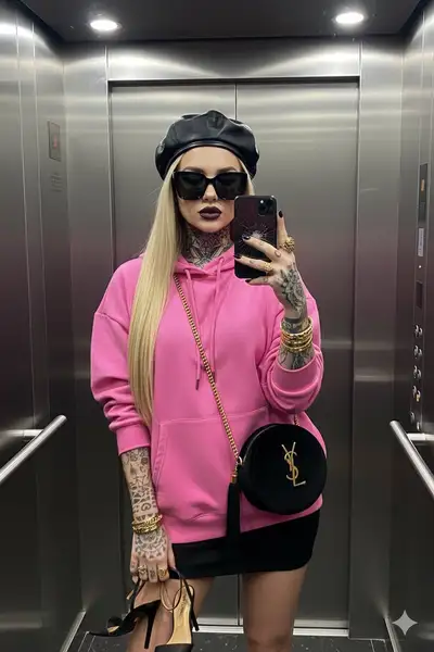 Selfie d'ascenseur de mauvaise fille luxueuse