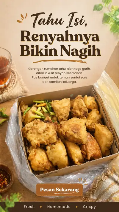 Tahu isi Indonesian fried tofu Instagram story poster