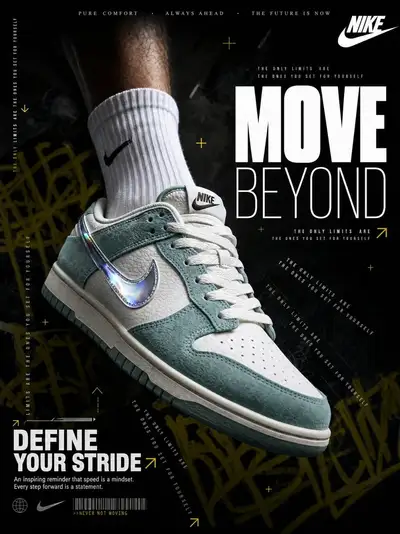 Dark moody Nike sneaker advertisement poster