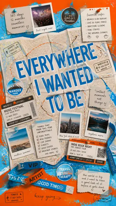 Giant city map travel-memory collage poster