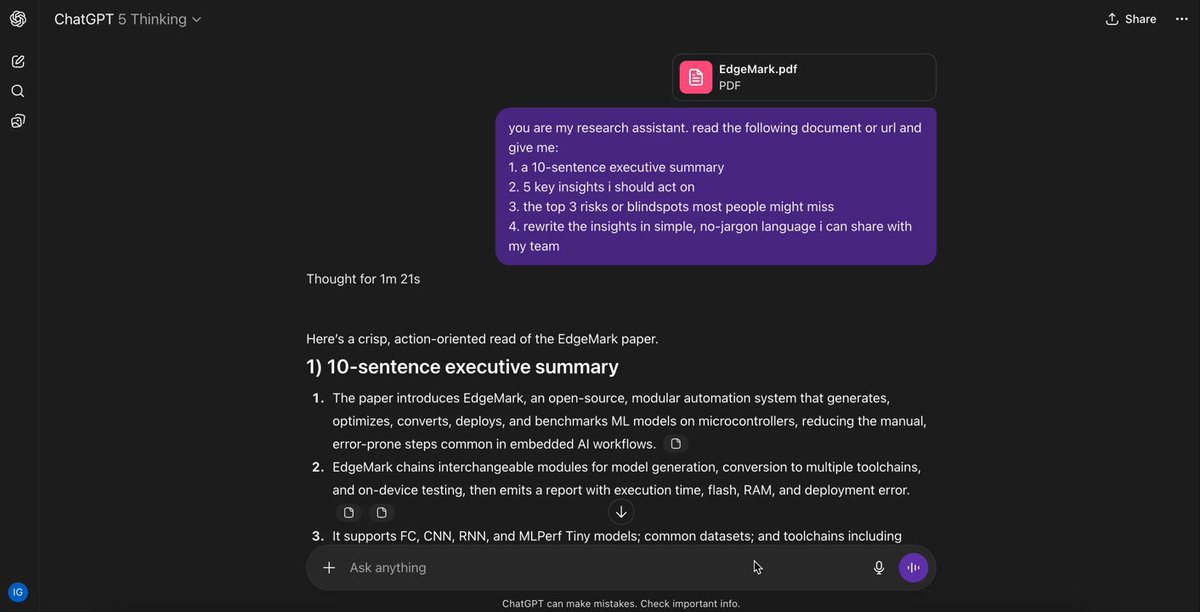 Research assistant prompt that summarizes any document