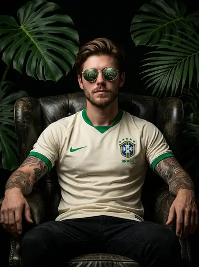 Dark luxury football player armchair portrait