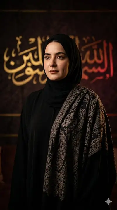 Kinoreifes Abaya-Porträt mit Chiaroscuro-Beleuchtung