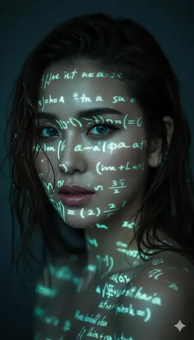 Cyber-Poetry Portrait with Glowing Text