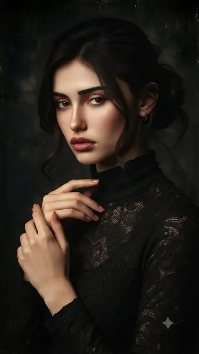 Dunkle Studio-Porträtserie mit Chiaroscuro-Beleuchtung