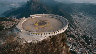 Aerial Drone Shot of Brazilian Favela Fighting Pit