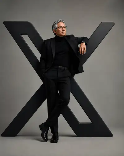 Editorial Fashion Photo of a Man Interacting With the X Logo