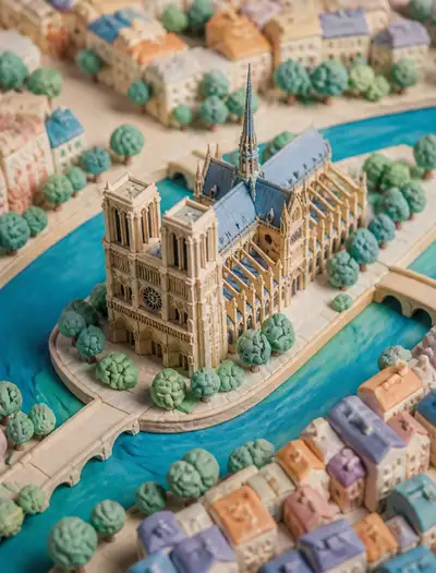 Plasticine miniature landmark diorama