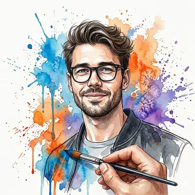 Watercolor Portrait with Paintbrush Effect