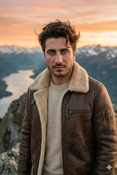 Cinematic Portrait on Mountain Cliff