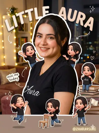 Composición de alter ego mini-yo estilo Instagram con personajes divertidos