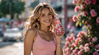 Pink berry juice summer commercial with friends