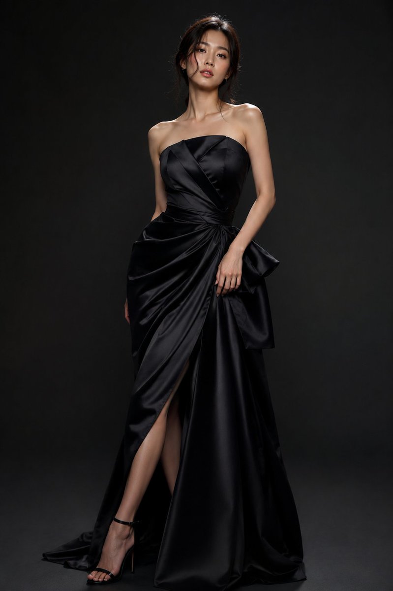 Luxury fashion studio portrait of a woman in a satin gown (GPT Image 2)
